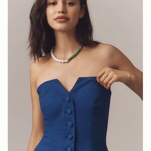 Maeve Strapless fitted Button Front Top